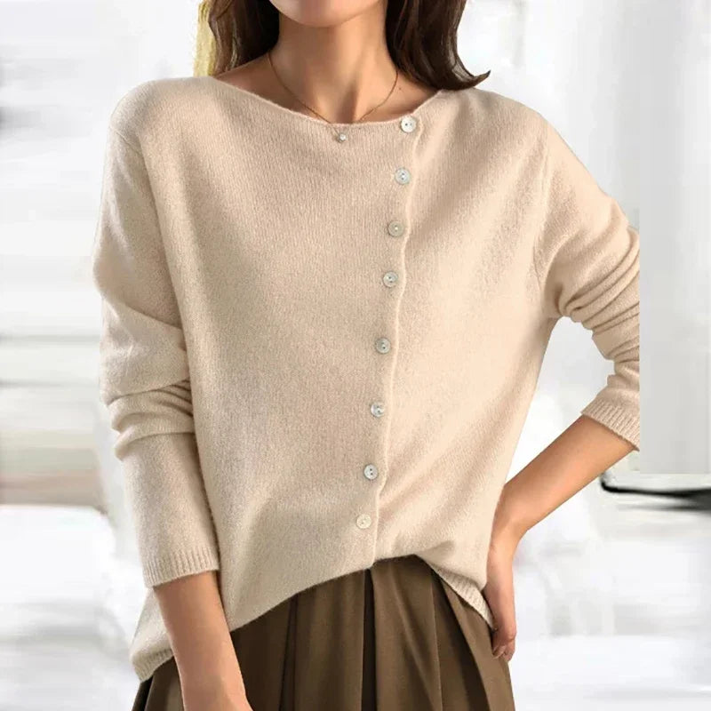 Kyra - Asymmetrical Button Sweater