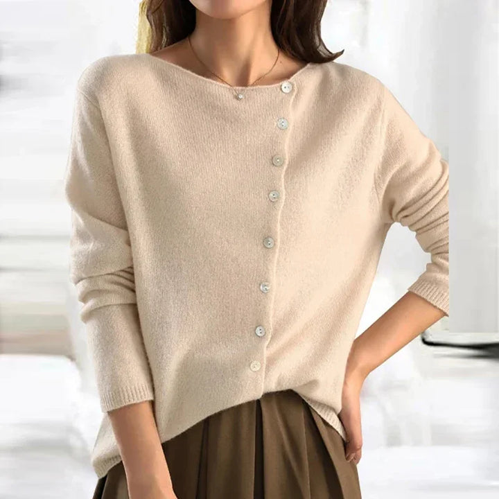 Kyra - Asymmetrical Button Sweater