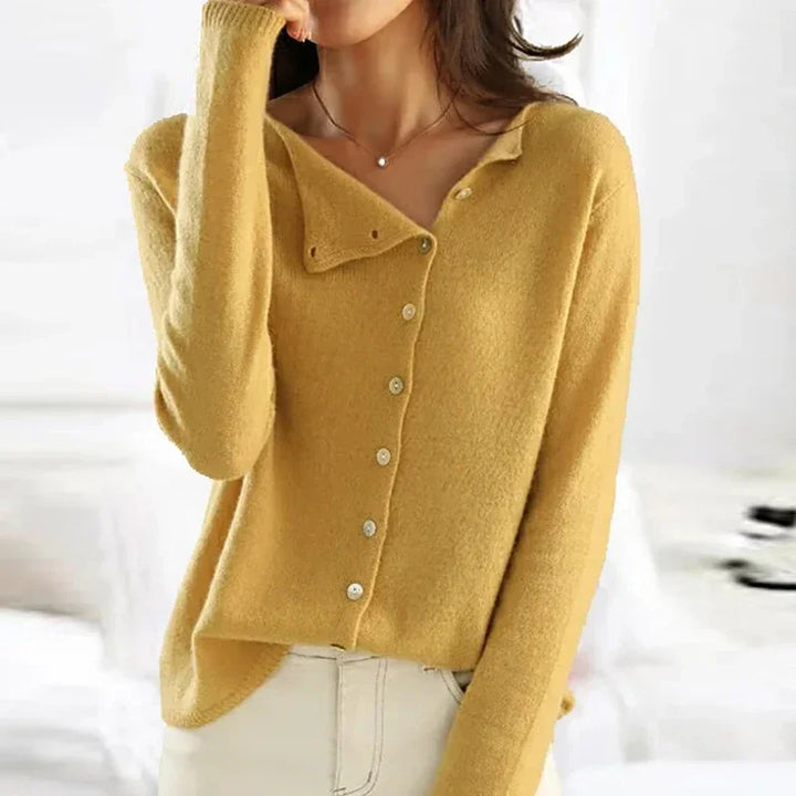 Kyra - Asymmetrical Button Sweater