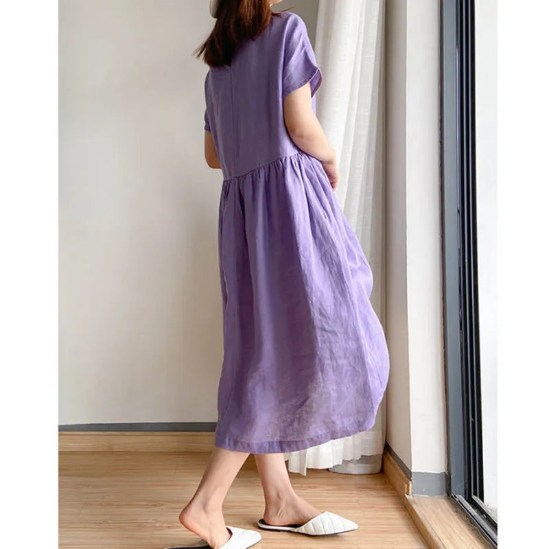 Cotton Linen Midi Dress