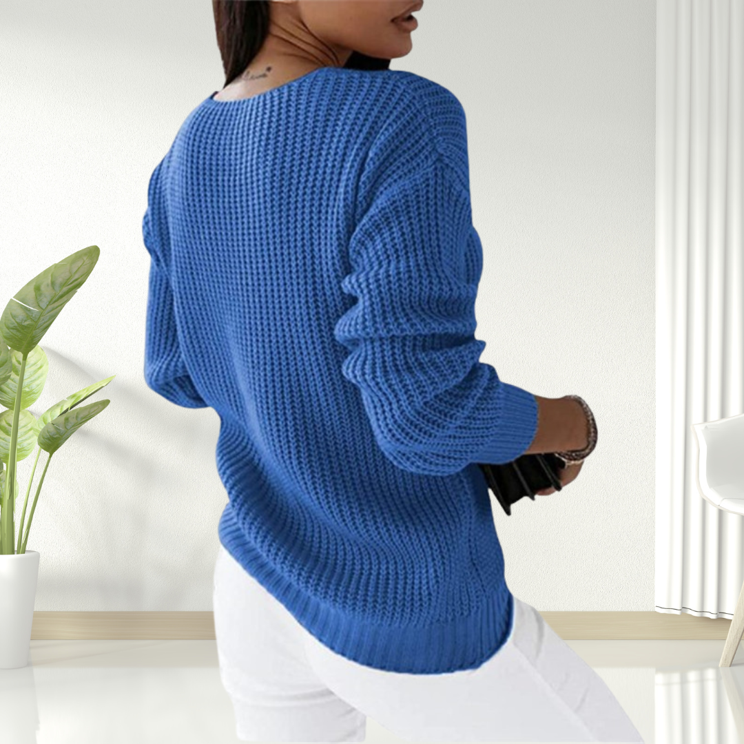 Solaine - Classic V-Neck Sweater