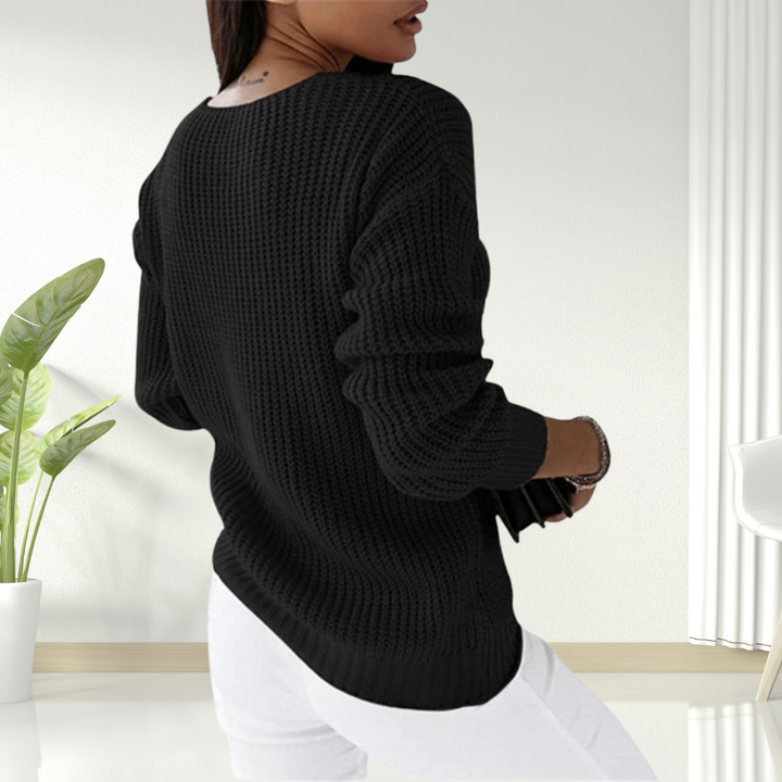 Solaine - Classic V-Neck Sweater
