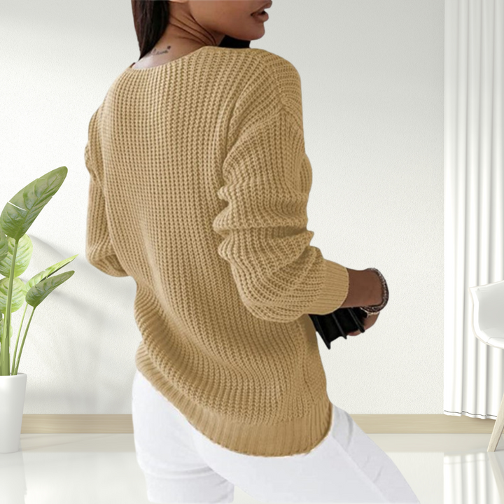 Solaine - Classic V-Neck Sweater