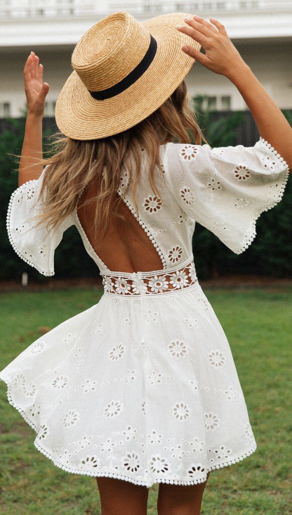 Fleur - Backless Bell-Sleeve Dress