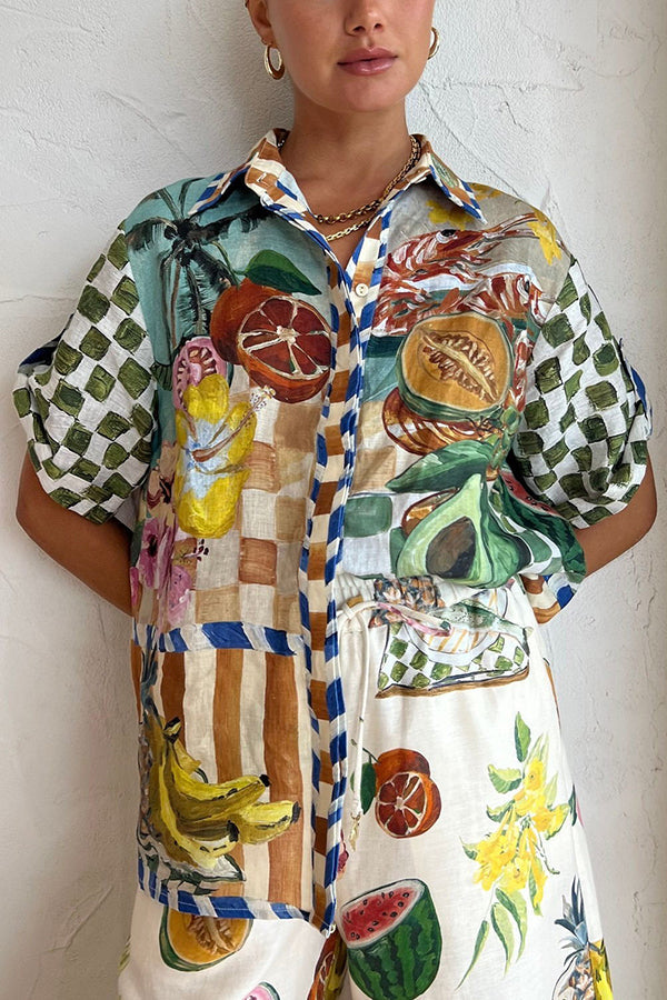Tropical Fruit Oversized Blouse