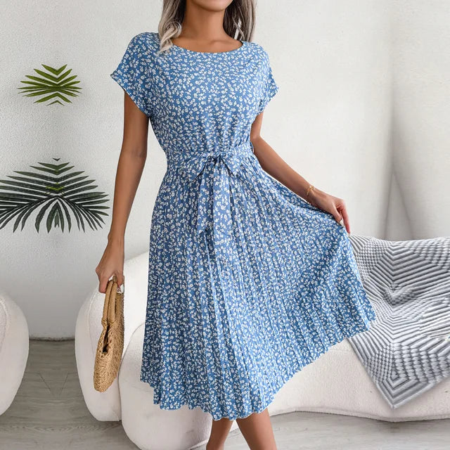 Anabelle - Floral Pleated Midi Dress