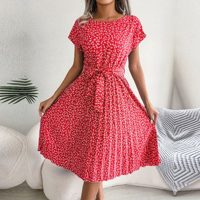 Anabelle - Floral Pleated Midi Dress