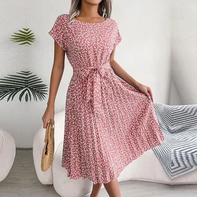 Anabelle - Floral Pleated Midi Dress