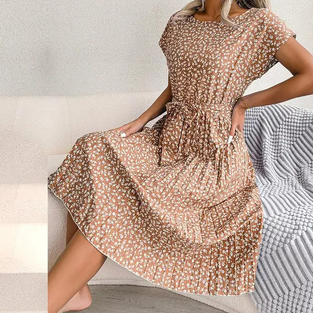 Anabelle - Floral Pleated Midi Dress