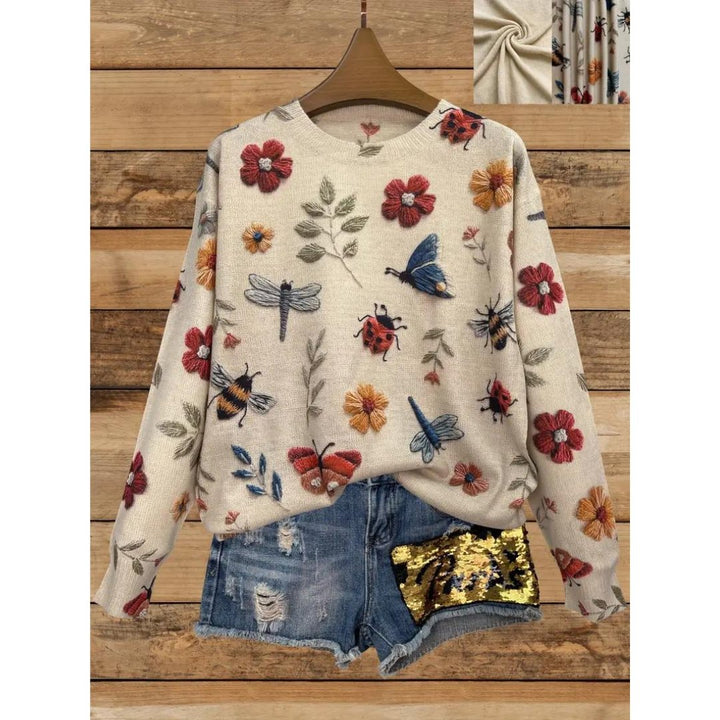 Flor - Whimsical Garden Print Sweater