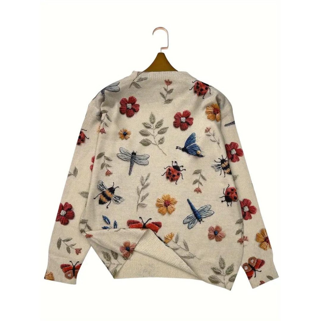 Flor - Whimsical Garden Print Sweater