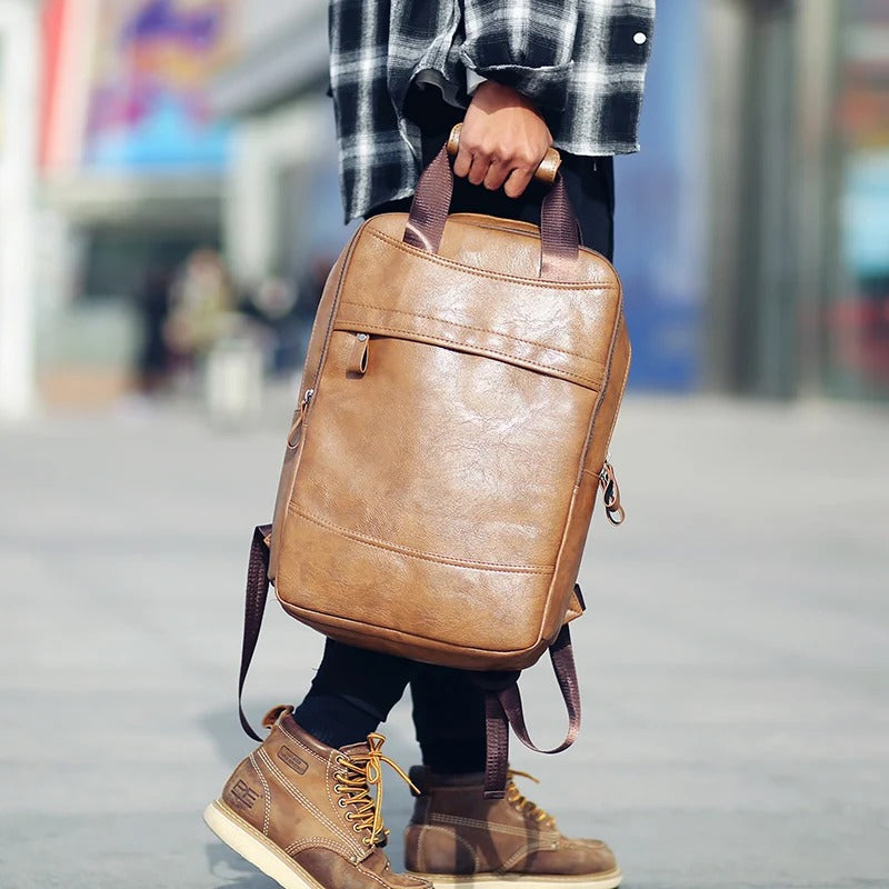 | Men's Leather Backpack for Office Laptop