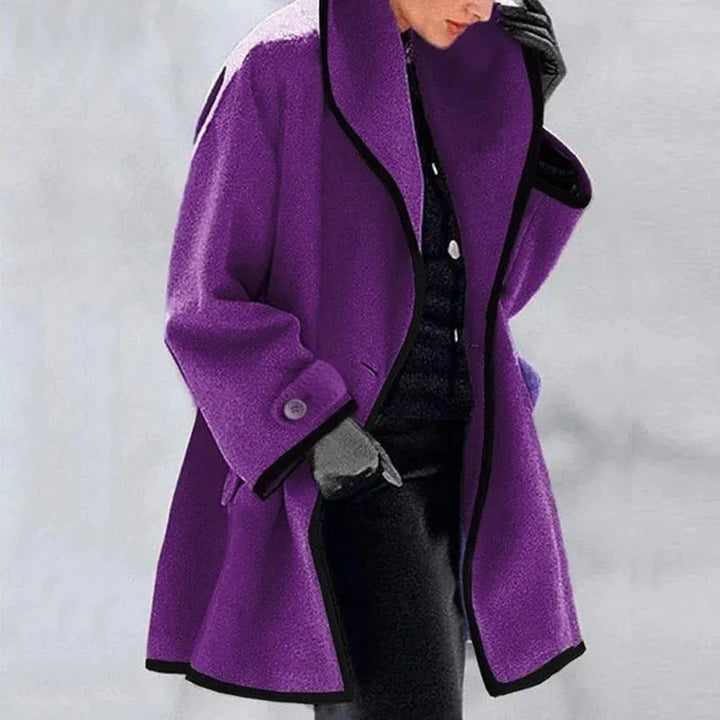 Cressida - Elegant Contrast-Trim Coat