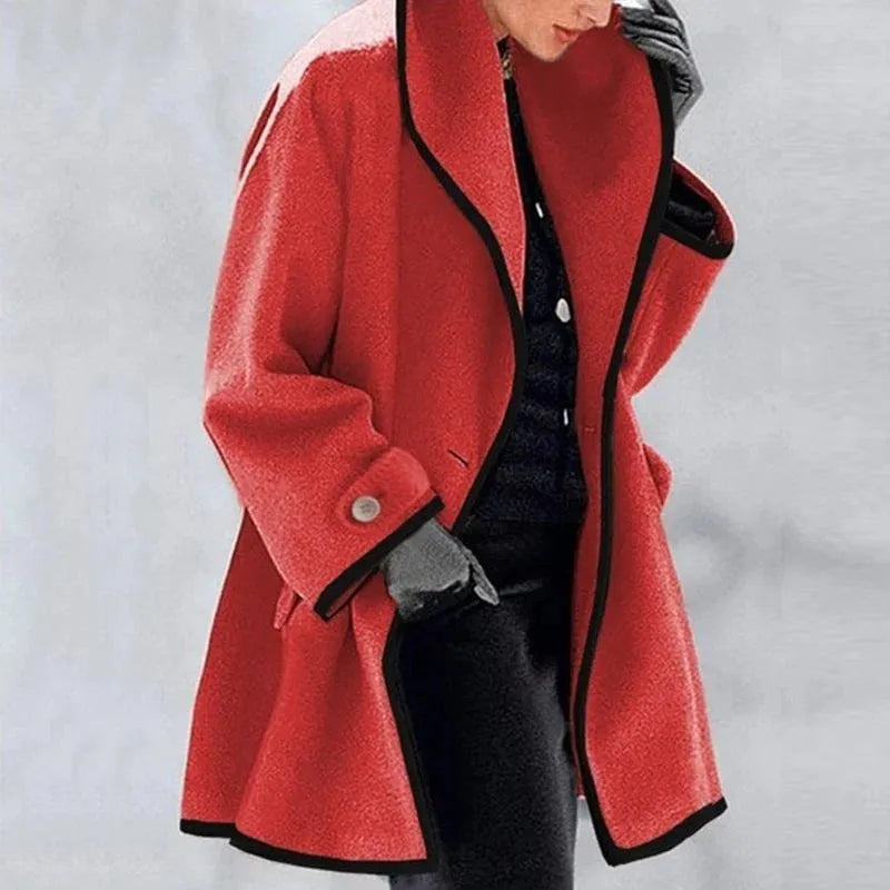 Cressida - Elegant Contrast-Trim Coat