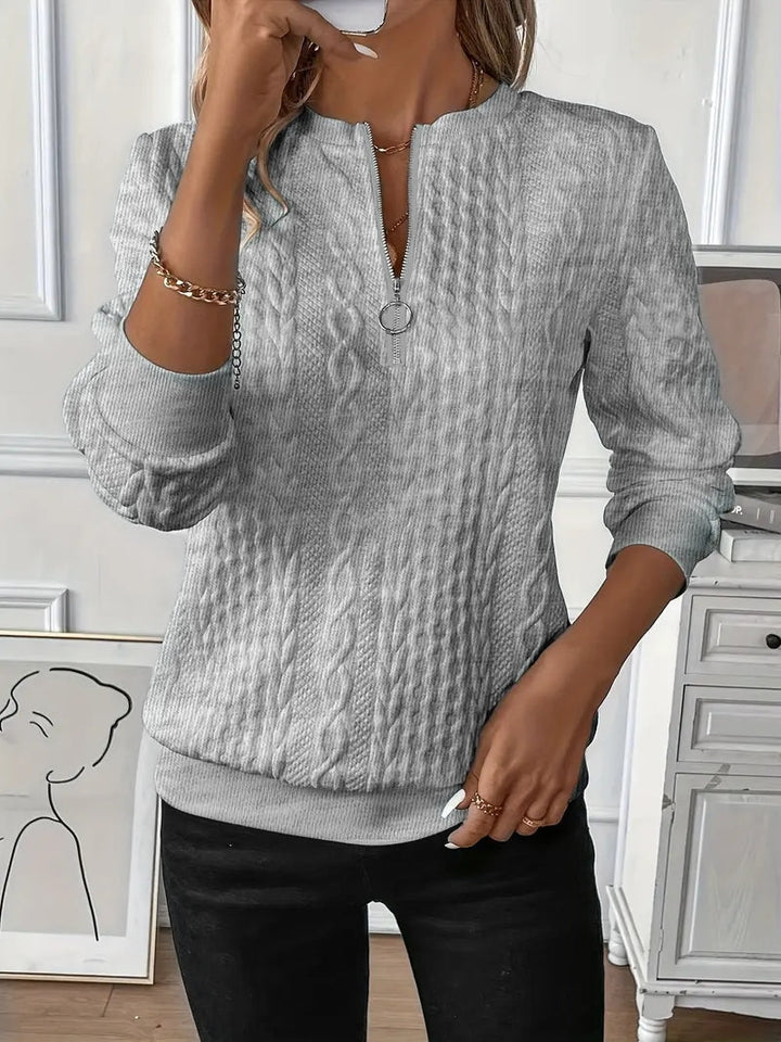 Elysha - Textured Quarter-Zip Pullover