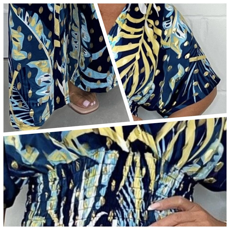 Natalia - Tropical Leaf Print Jumpsuit